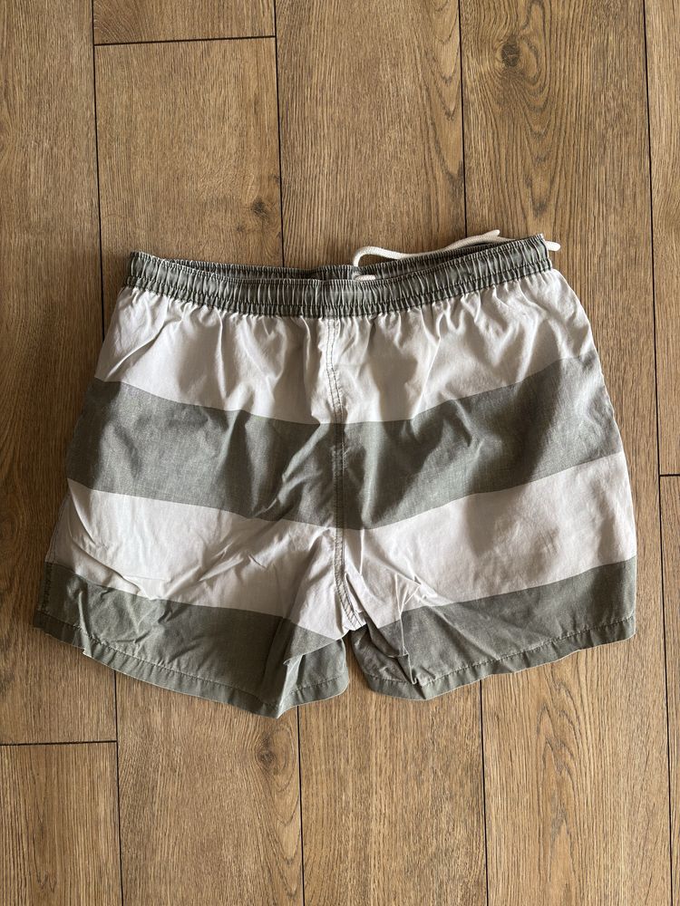 Szorty plażowe Zara – oliwkowe paski – rozmiar L