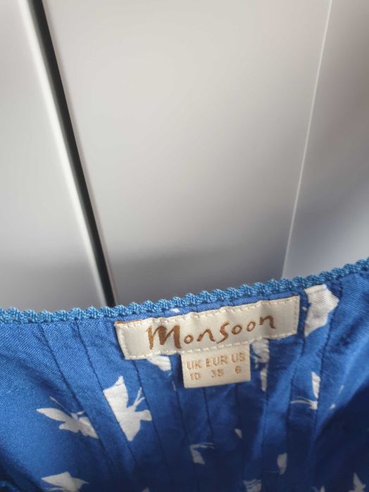 Niebieska sukienka na ramiączkach maxi tall z wiskozy Monsoon 36 38