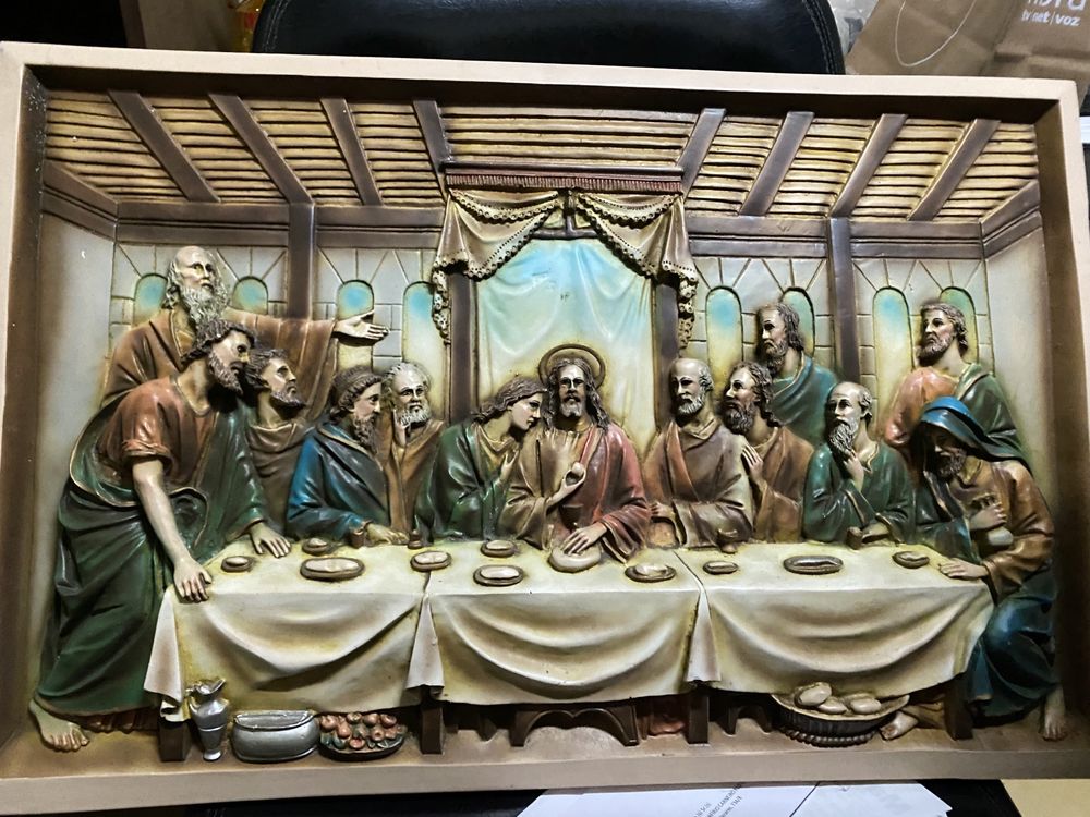 Quadro da ultima Ceia de Jesus Cristo feita em louça