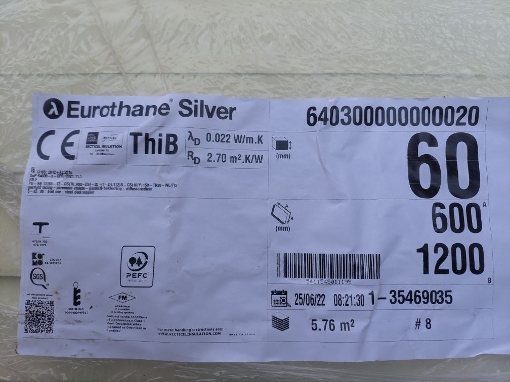 Płyta Recticel EUROTHANE Silver 60 mm