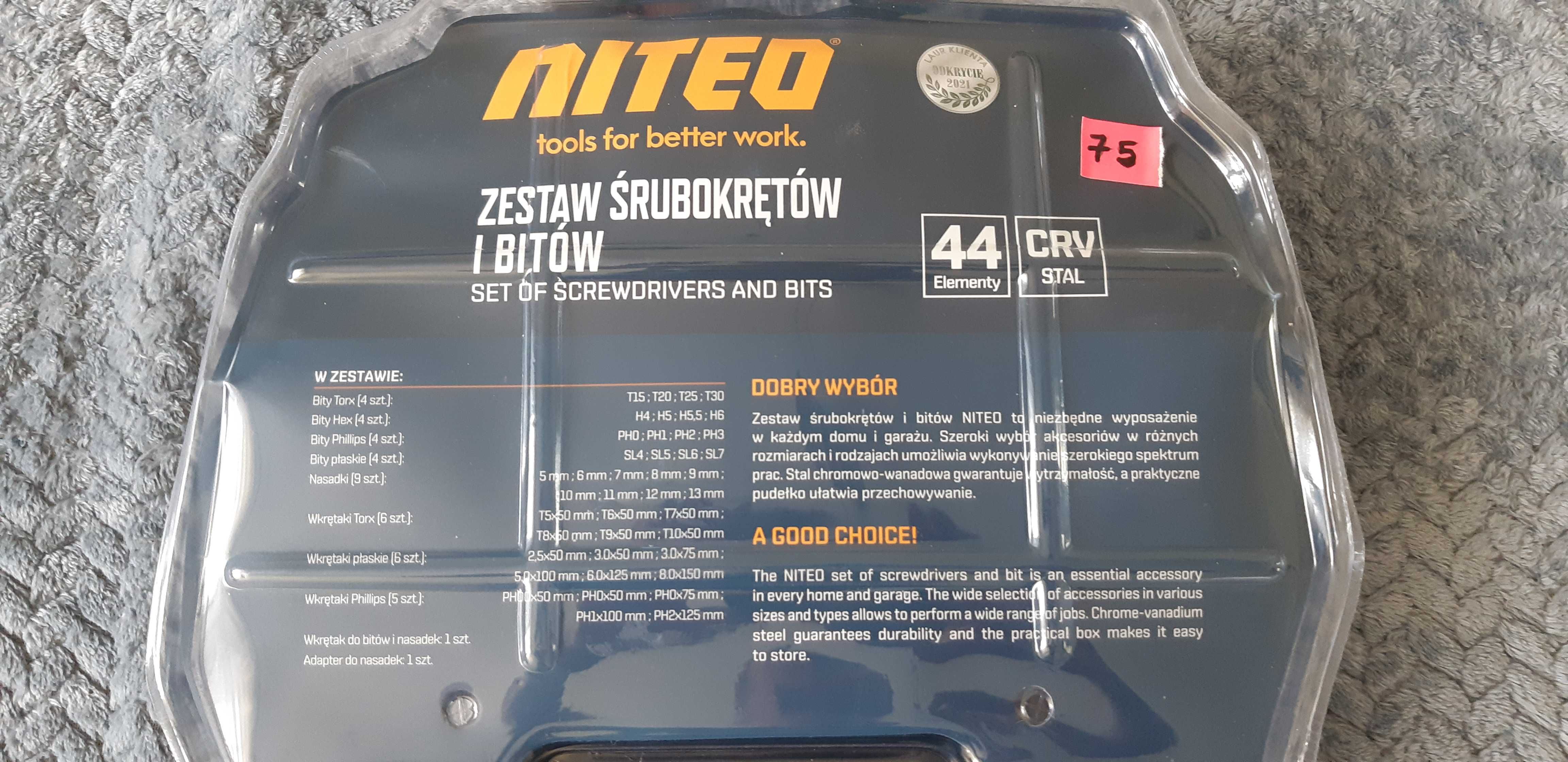 zestaw śrubokrętów i bitów Niteo - 44 elementy
