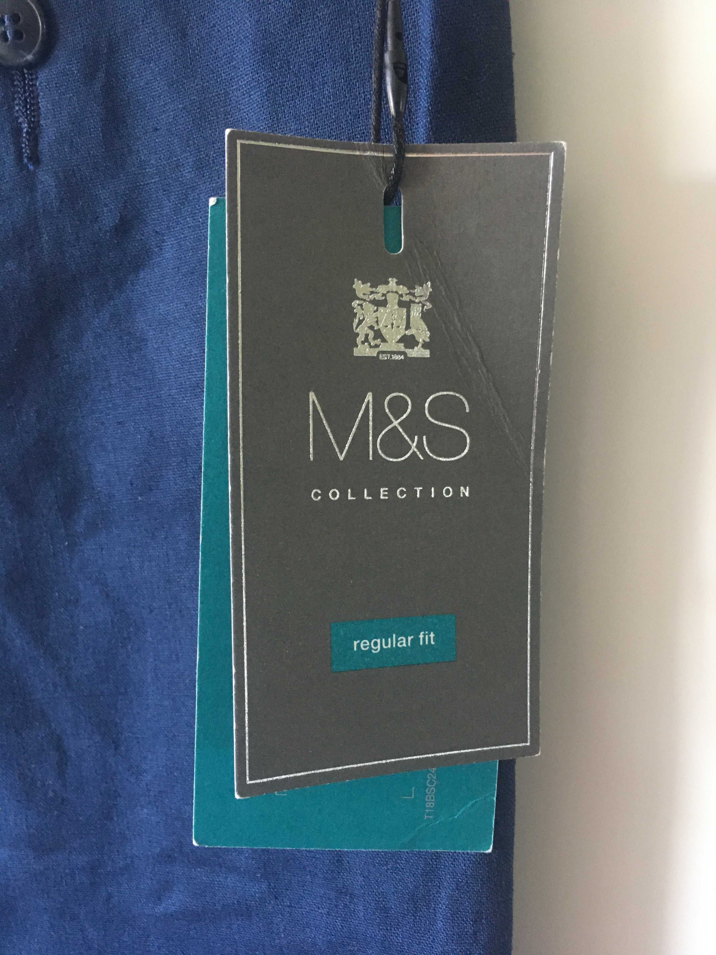 Spodnie męskie eleganckie lniane M&S Rozm. W34 L29 pas 89 cm