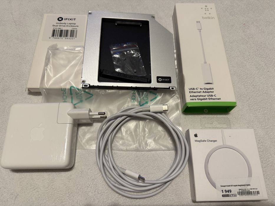 Зарядное для macbook pro iphone magsafe optibay usb c ethernet belkin