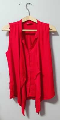 Czerwona, koszulowa bluzka, tunika, maskująca Janina rozmiar 40