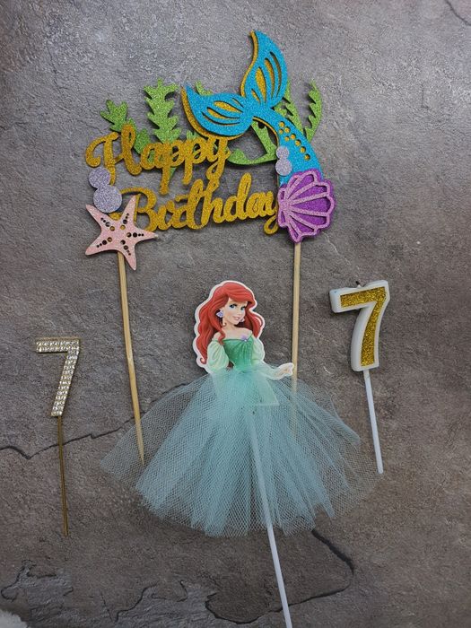 Декор для торта, гирлянда, топер,  шарики, посуда лол