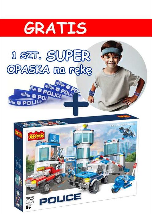 Zestaw Klocków 731el Policja Posterunek Samochód Motor Dron City