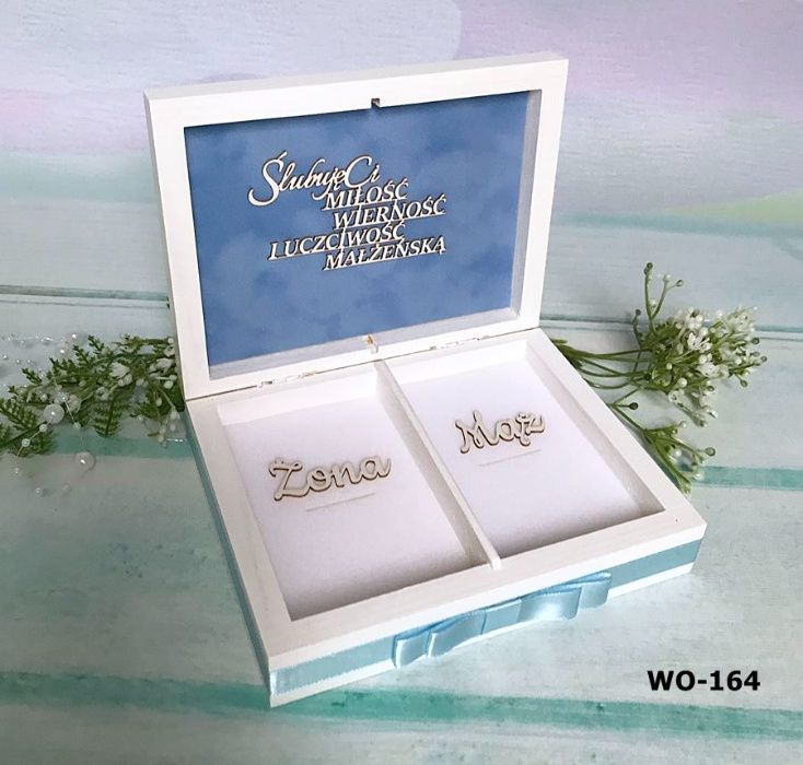 Zestaw pudełko na obrączki, koperty, księga gości grafika U114-116