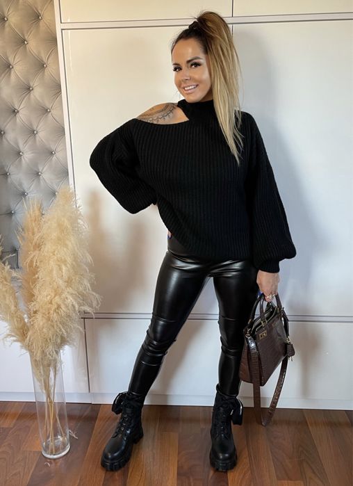 Sweter z wycięciem golf ala Guess Uni Oversize Wyprzedaż