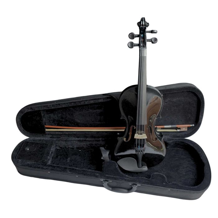 Skrzypce rozmiar 4/4 czarne + futerał + smyczek + kalafonia