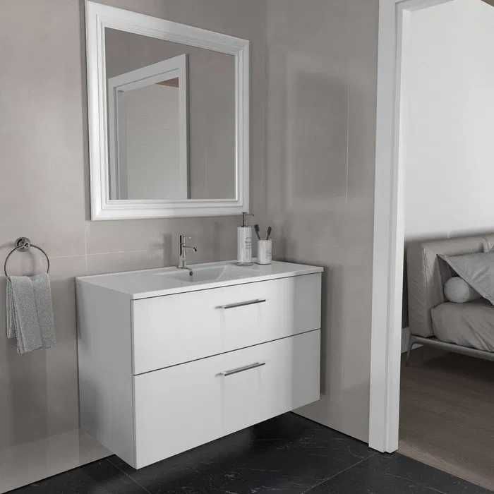 Szafka łazienkowa ORiSTO z umywalką 90 cm, biała w połysku