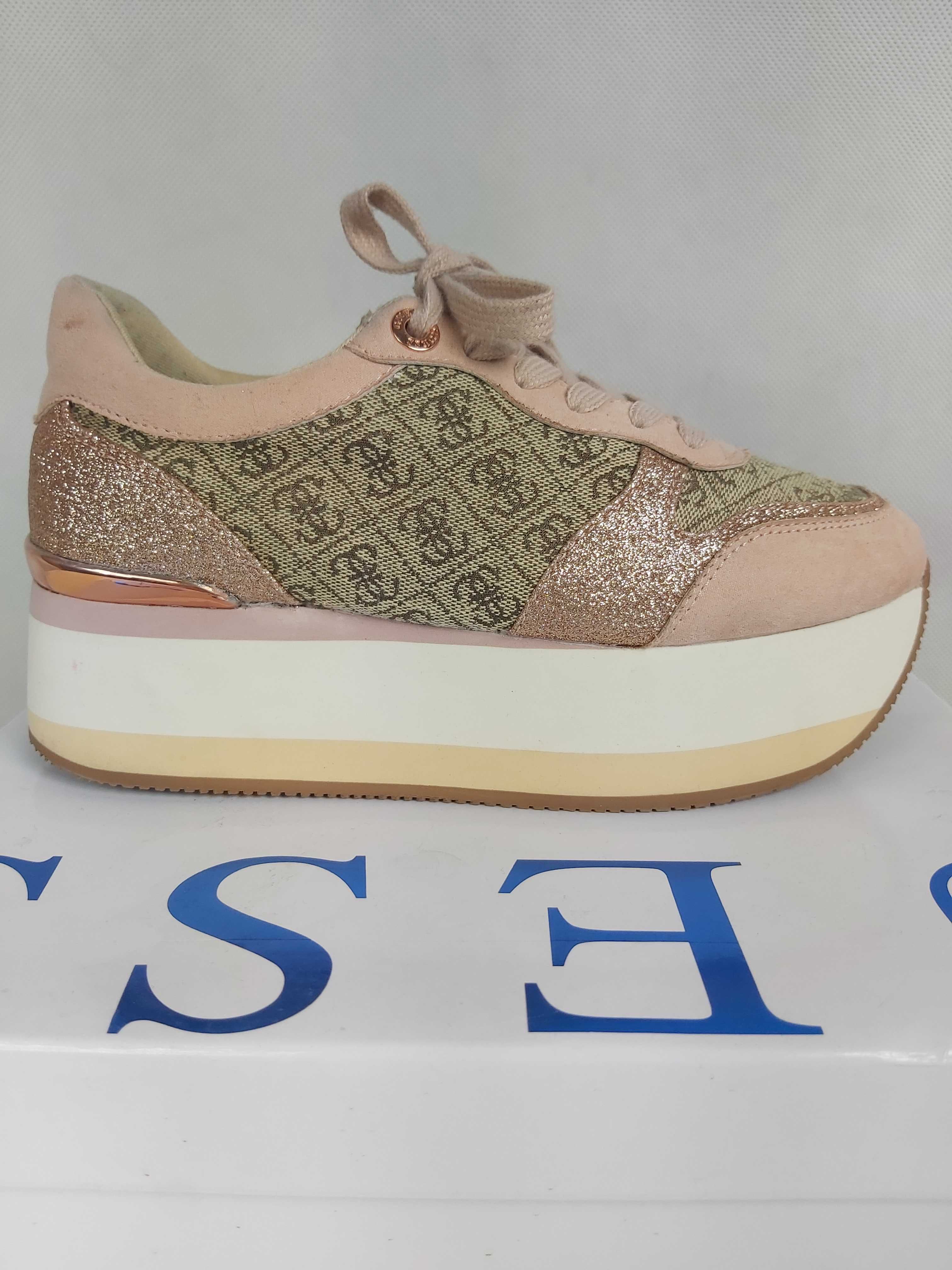 Używane sneakersy GUESS platforma różowe 37 trampki