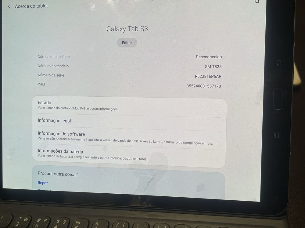Samsung Tab S mais Teclado braco