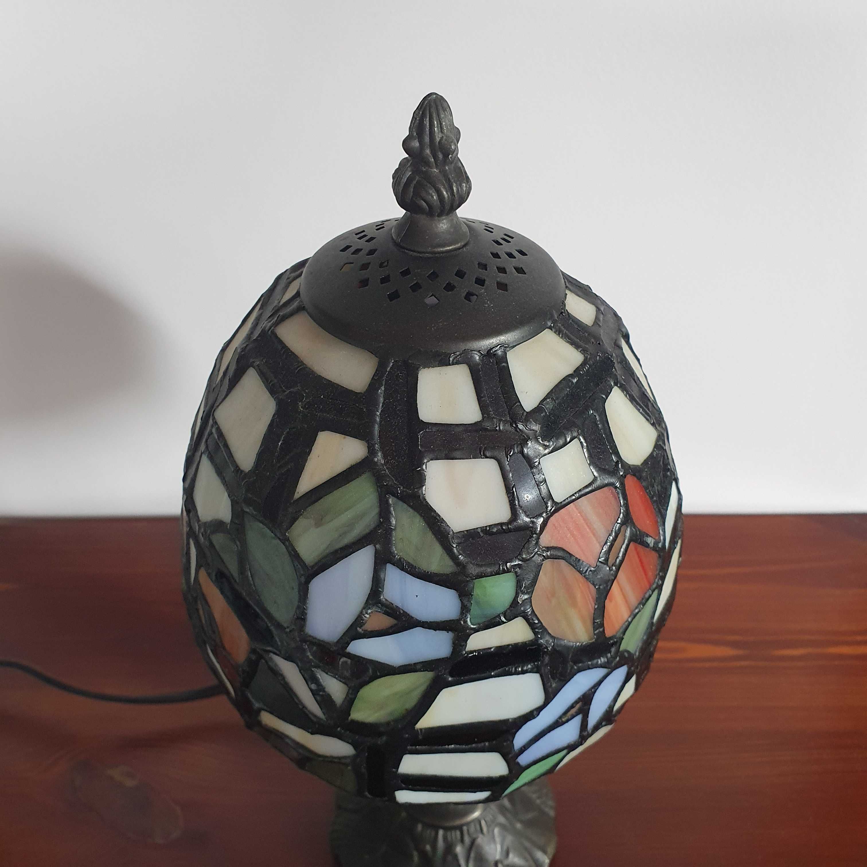 Lampka nocna witrażowa styl Tiffany vintage 31 cm