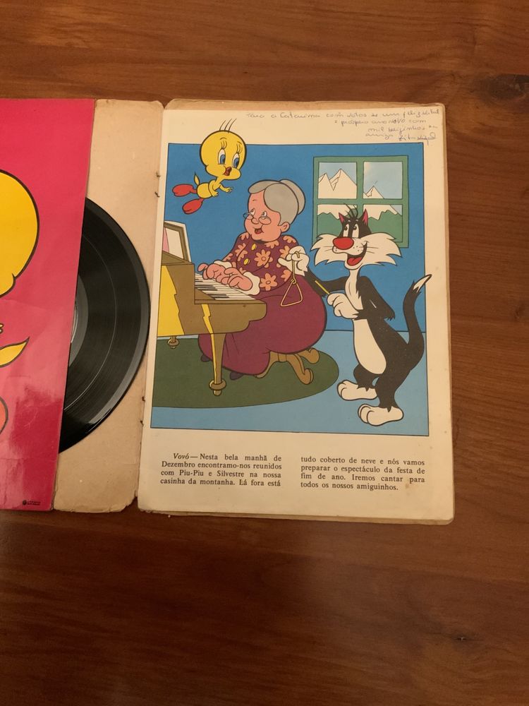 Piu Piu e Silvestre aprendem musica - Disco e livro ilustrado-1975