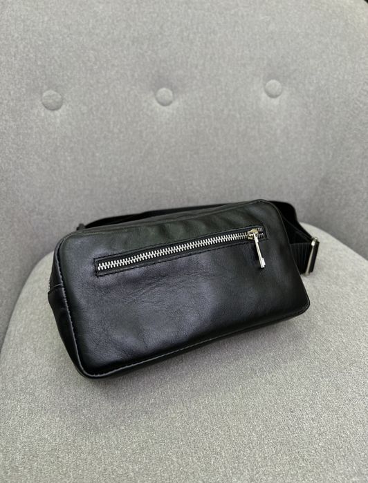 Крутая мужская бананка кентуки, кожаная черная сумка через плечо