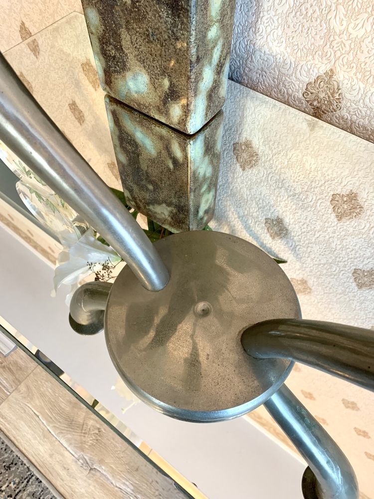 Świecznik Unikat Rogi Metal srebrny masywny ciężki