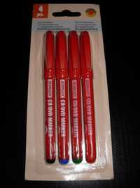4 canetas tinta permanente, preto, azul, vermelho, verde NOVO