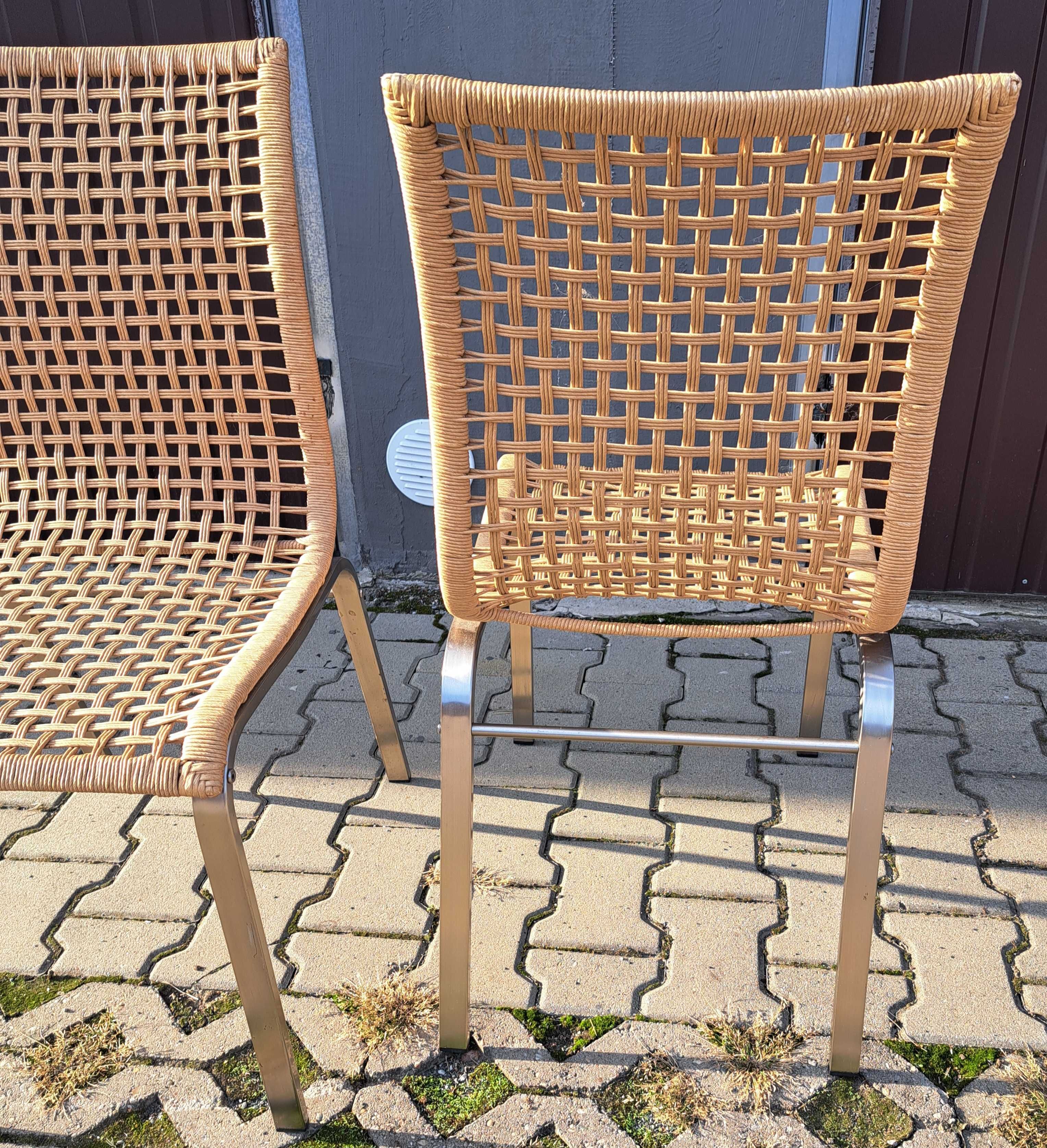 Krzesła z naturalnego sznurka,rama aluminiowa,aluminium, 2szt.