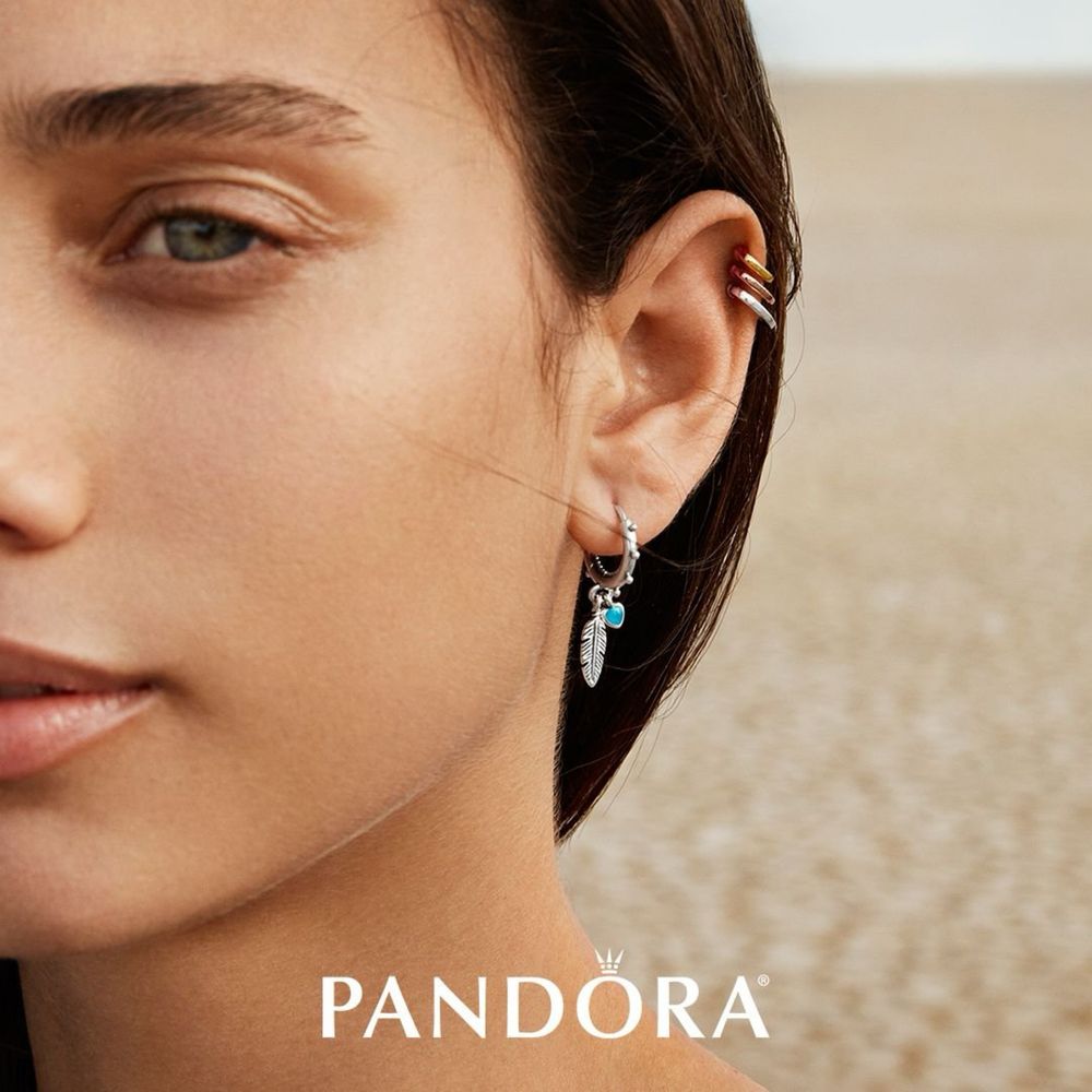 Сережки Pandora Магічне пір'я оригінал