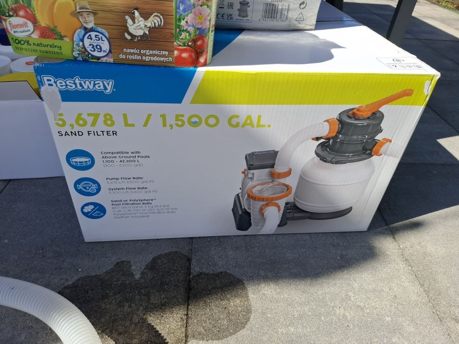 Mega zestaw basen + pompa  + akcesoria + chemia