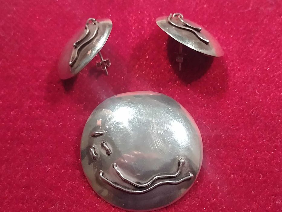 Srebrna broszka i kolczyki