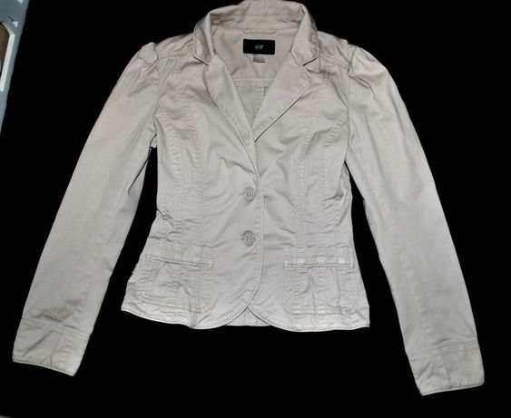 Пиджак жакет бренд h&m бежевый серый xs s джинсовый приталенный asos