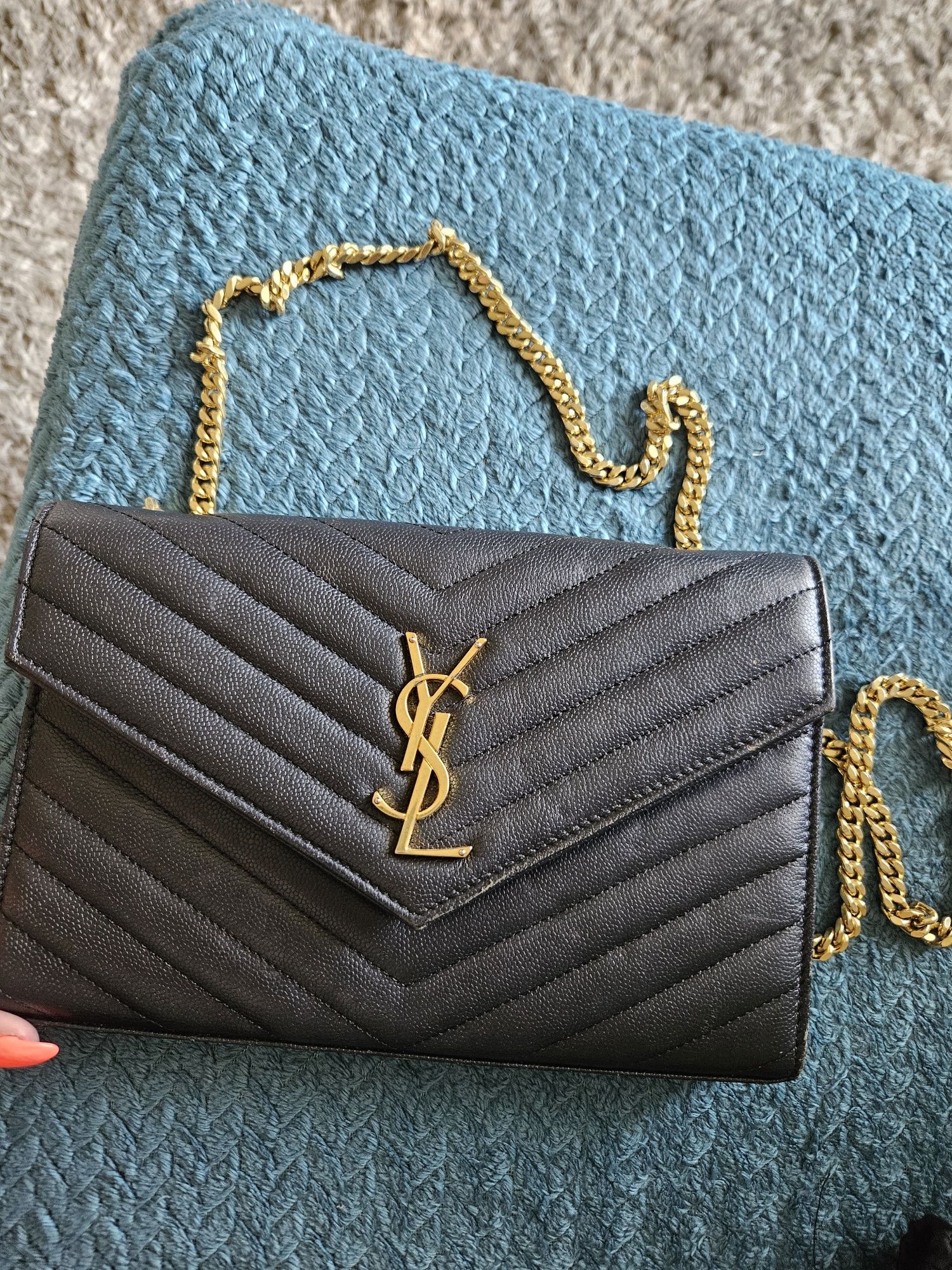 Bolsa ysl preta com dust bag