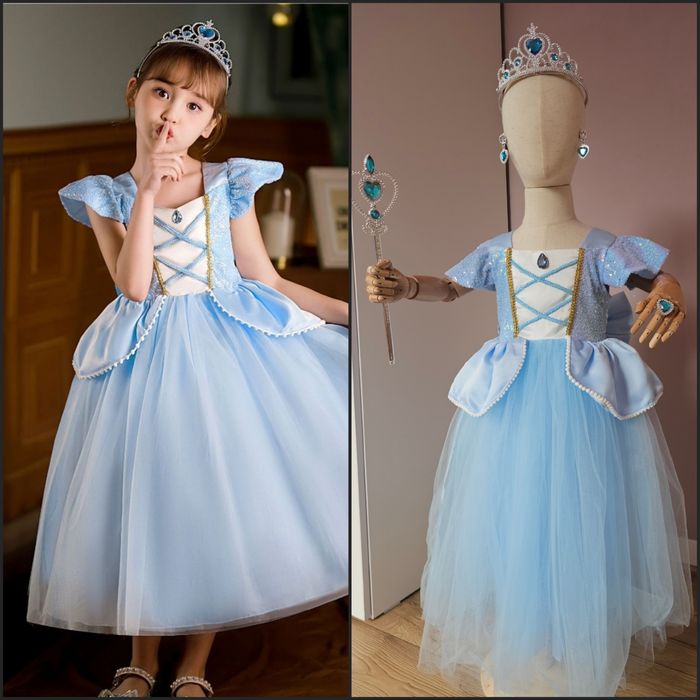 Дитяча гарна пишна сукня принцеси блакитна попелюшки на 3 4 5 6 років