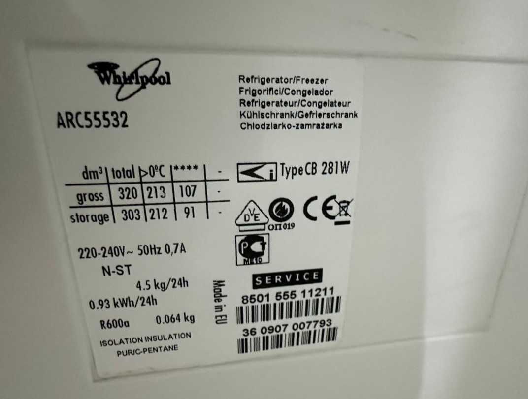 Lodówka z zamrażarką Whirlpool ARC55532 wolnostojąca