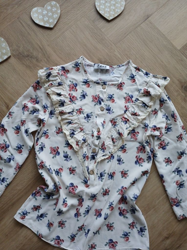 Bluzka z falbanką w kwiatowy print Xana Collection / rozmiar XS / 34