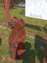 Rzeźba drewniana ogrodowa misiek niedźwiedź