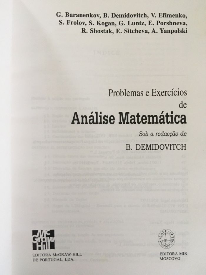 Problemas e Exercícios de Análise Matemática