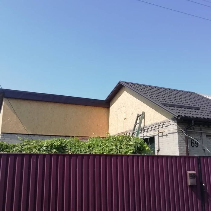 Кровельные работы. Замена шифера. Фронтоны. Водосток