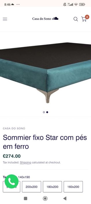 Cama Sommier Verde em perfeito estado .