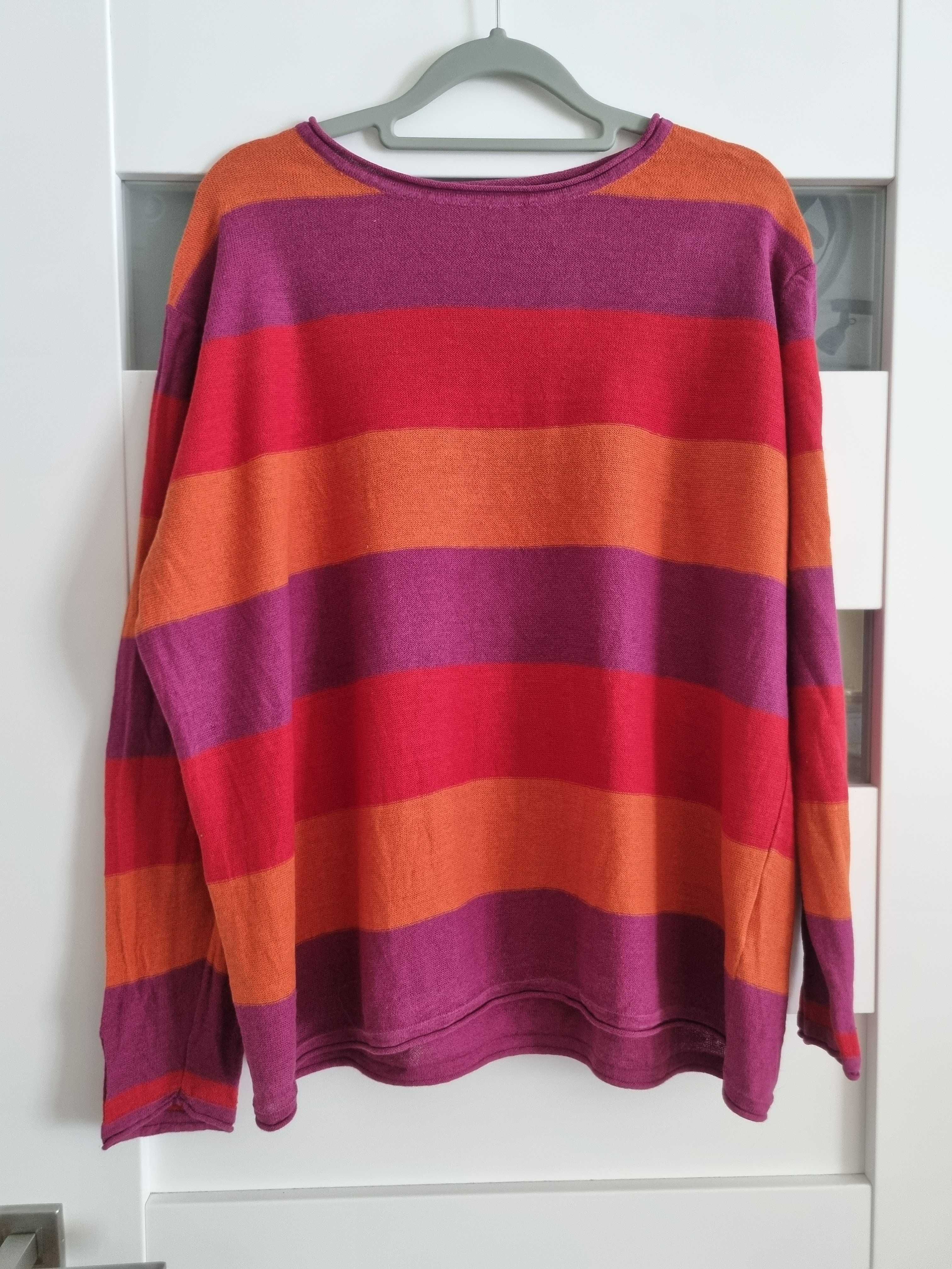 Lniany sweter M w pasy