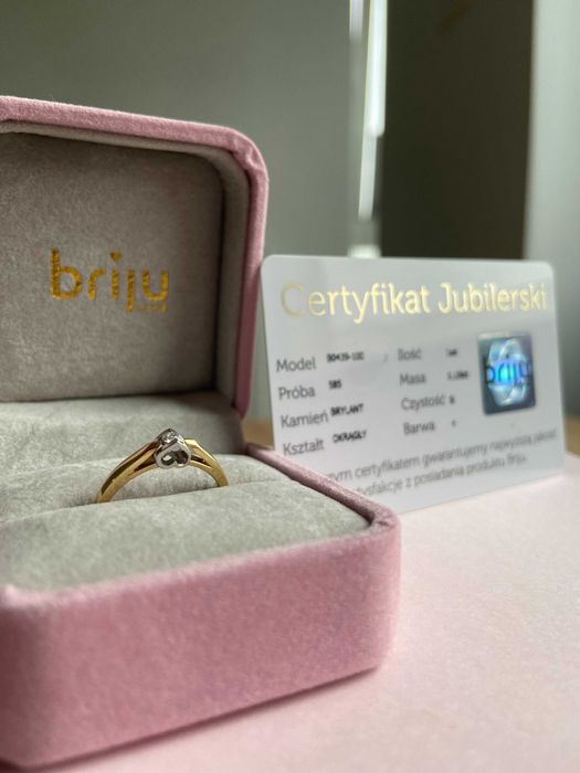 Złoty Pierścionek Amazing Briju z Brylantem