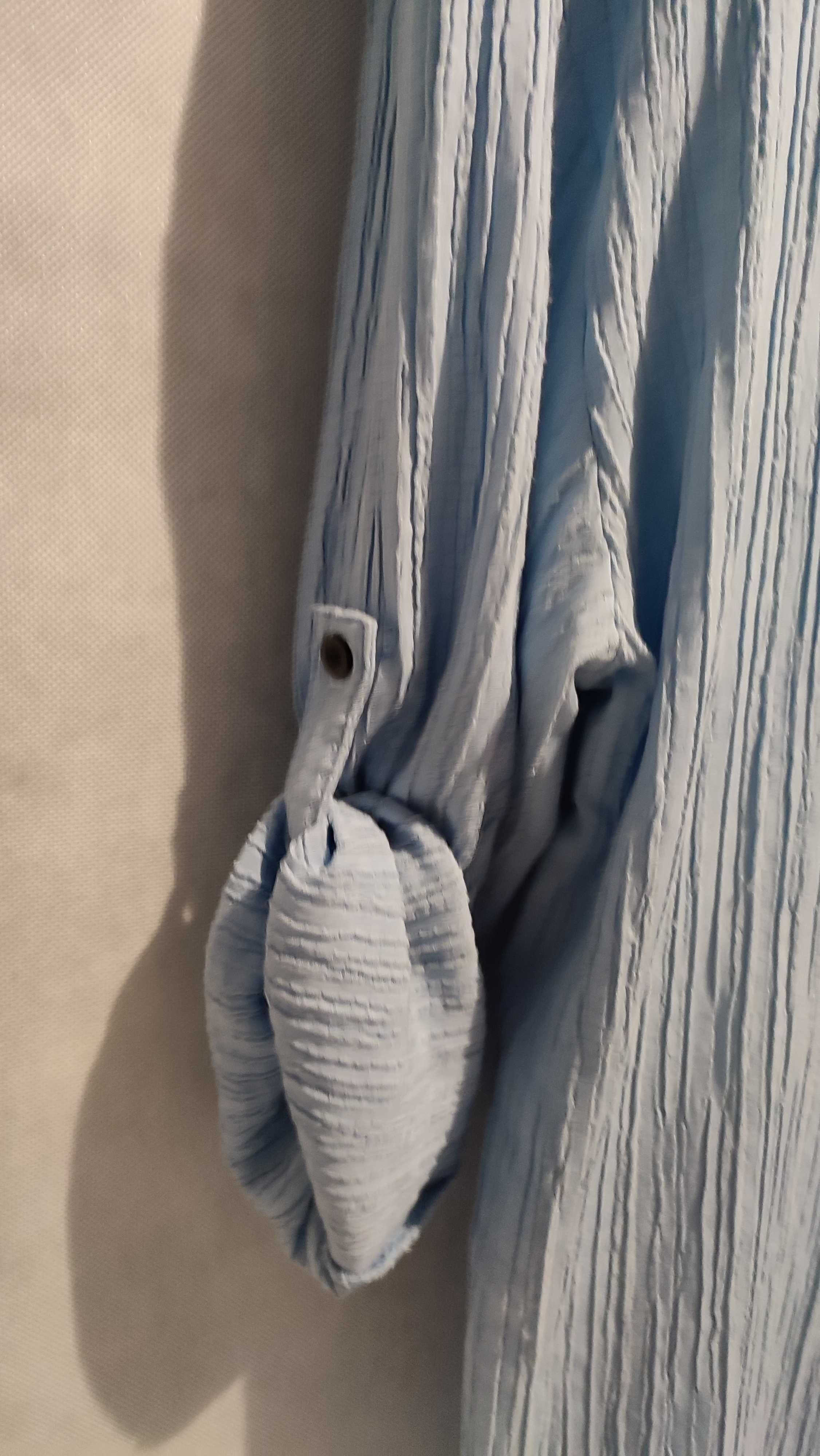 Bluzka damska koszula z gniecionego materiału plus size zapinana