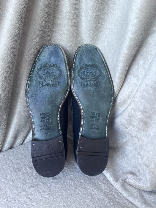 Лофери чоловічі, Giardini , 44р., повністю зі шкіри, темно  сині.