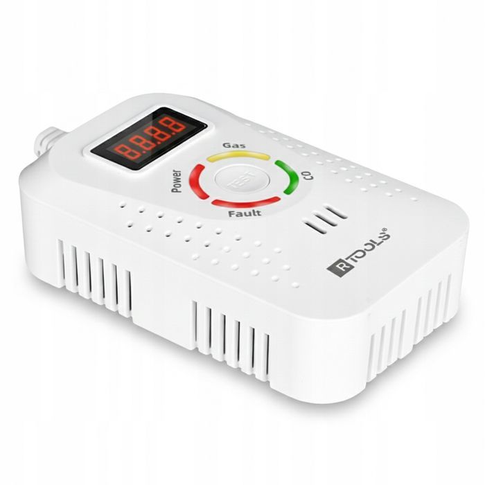 2W1 Czujnik Czadu Gazów Palnych Tlenku Węgla Alarm Dźwiękowy pod 230V