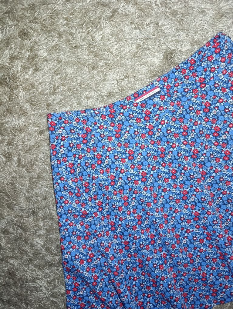 Spódnica 40 Tommy Hilfiger niebieska kwiaty krótka rozkloszowana flora