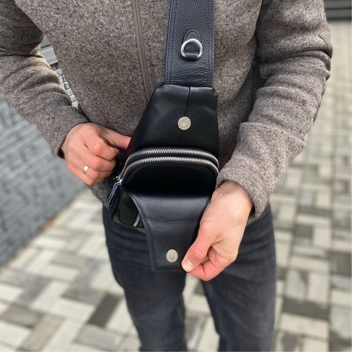 Чоловіча нагрудна шкіряна сумка слінг через плече Rogue