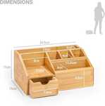 Organizer przybornik na biurko bambus naturalny 24,5 x 15 cm szuflada
