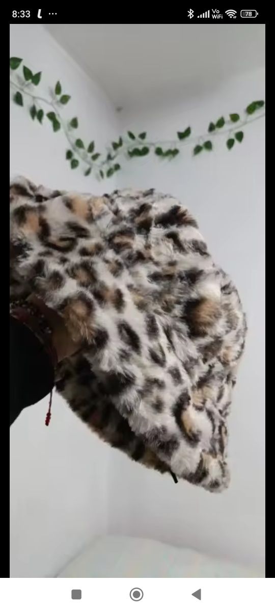 Hit futrzak  kapelusz bucket hat czapka futrzana print panterka miś
