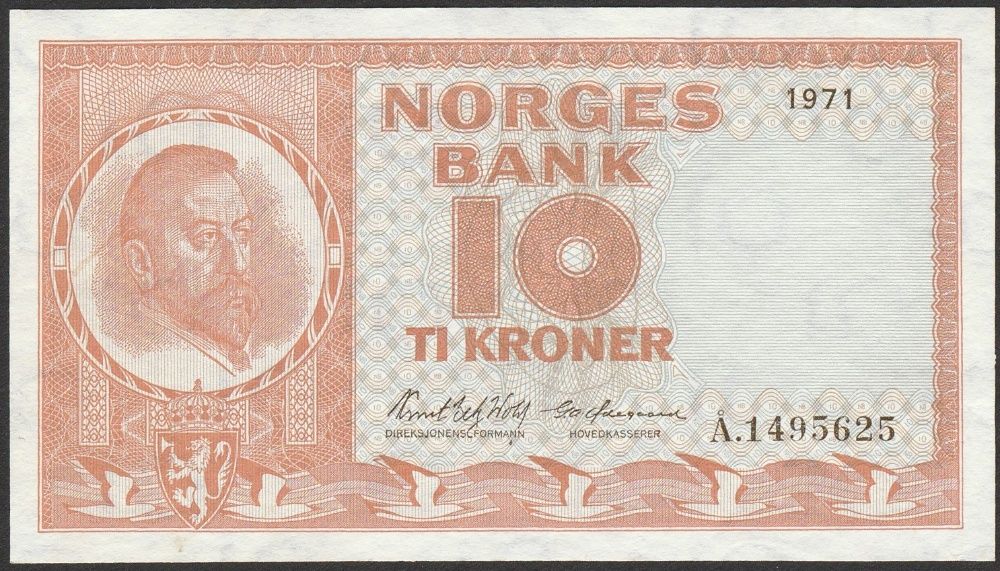 Norwegia 10 koron 1971 - stan bankowy - UNC -
