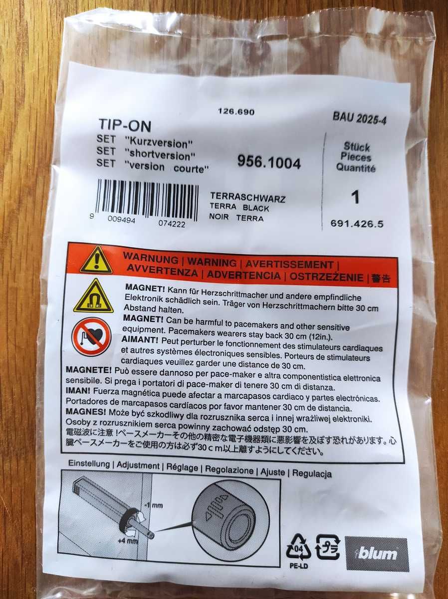TIPON mechanizm tip-on do frontów bez uchwytów i adapter 6 szt