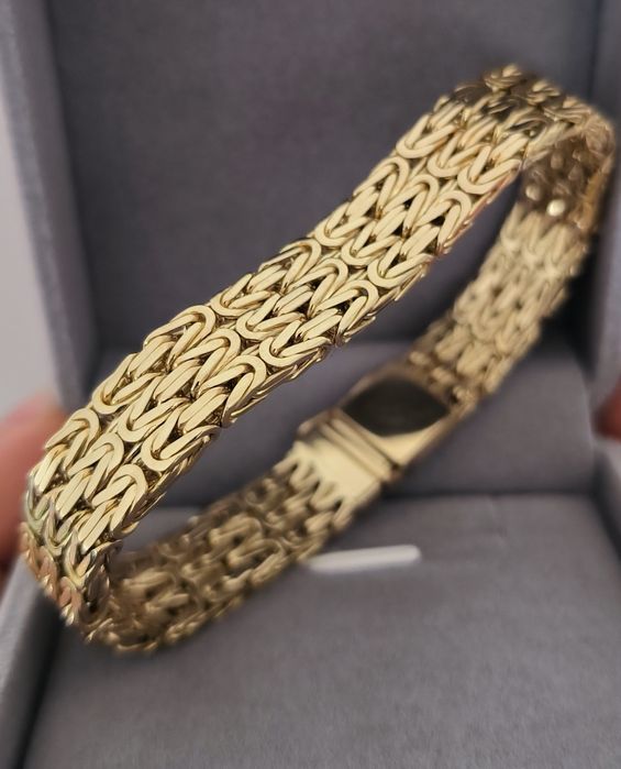 Złota bransoletka splot królewski