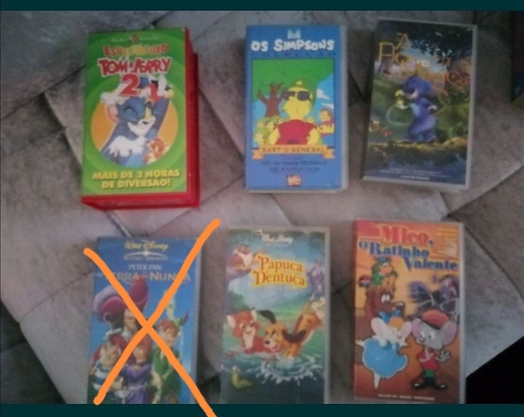 30 Cassetes de video VHS para crianças - 2€/cada. Pack das 30= 50€