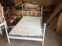 Łóżko białe metalowe materac 120