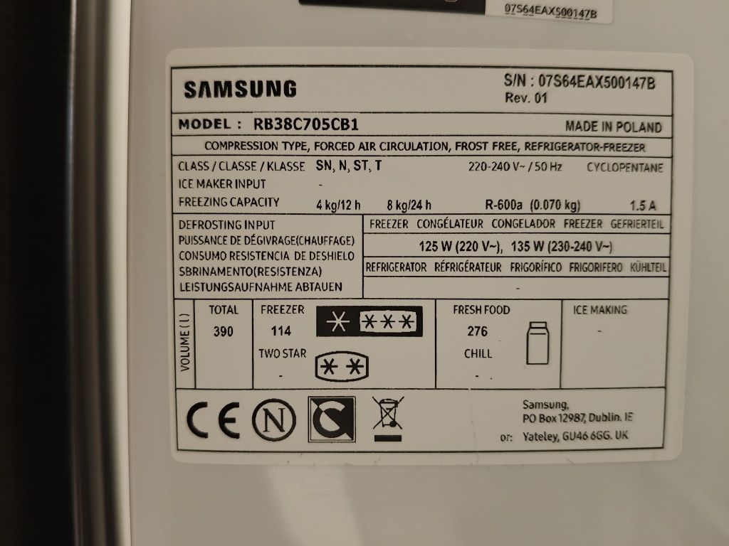 Lodówka Samsung RB38C705CB1 Gwarancja Stan Idealny