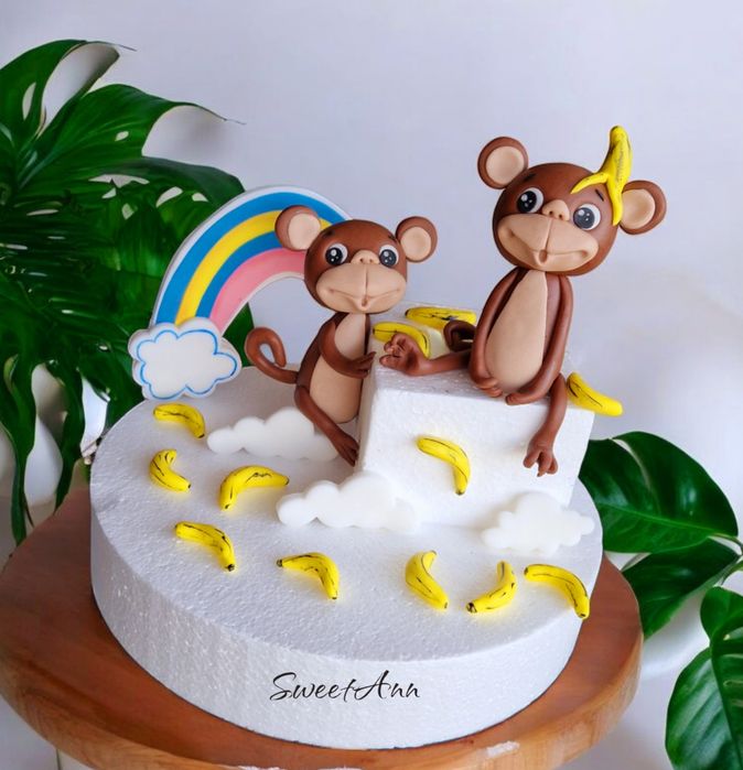 Małpki dekoracja figurka na tort